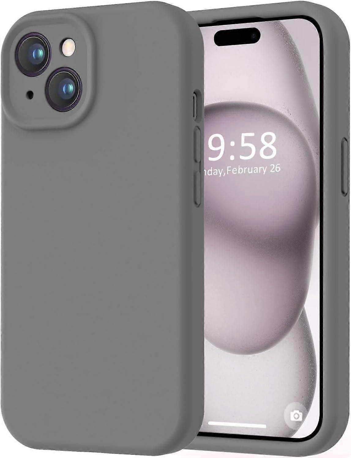 Compatible with iPhone 15 Case, [Smooth Silicone Full Coverage Camera] [8ft Drop Protection], Soft Microfiber Lining Full Body Protective Case for iPh