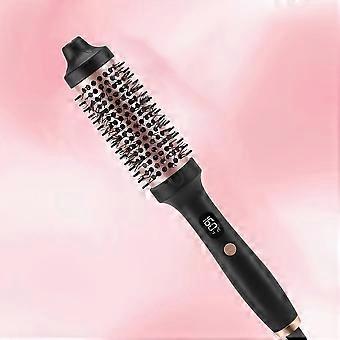 3-in-1 Ionic Curling Brush Hair Straightener, Anti-Scald Hot Brush with Digital Display, Professional Styling Tool for Dry Hair, US Plug Rose Gold