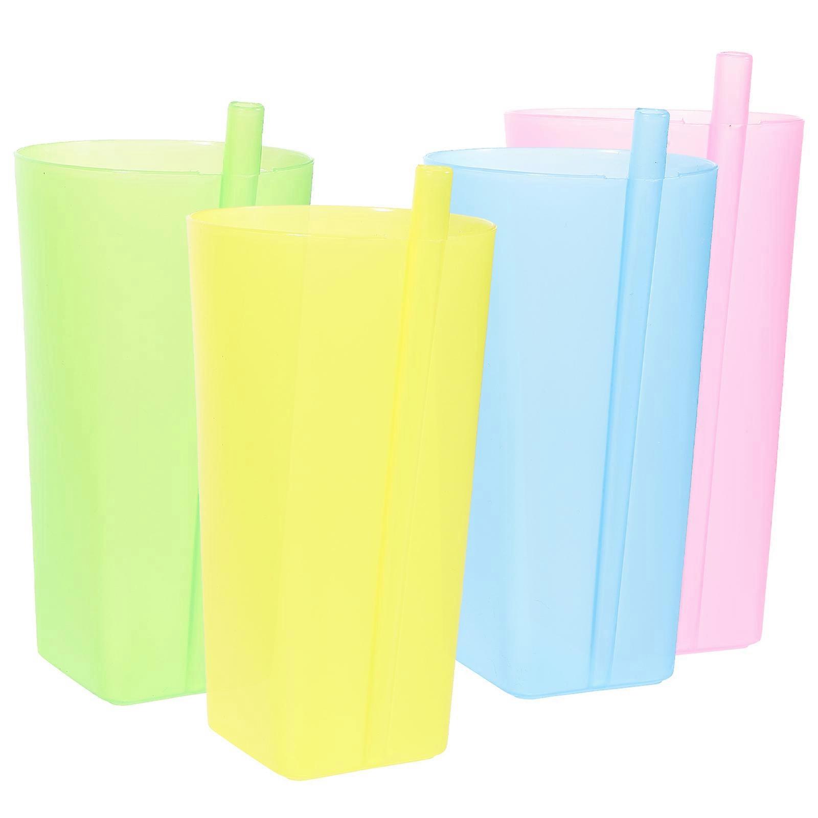 Kids Multi-Function Straw Cups Drinking Cups Set 4Pcs for Party