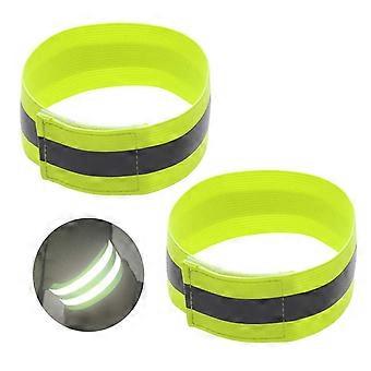 Set van 2 reflecterende polsbandjes met reflecterend klittenband, neongeel