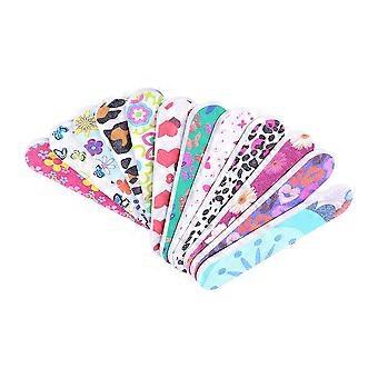 50stk Mini neglefiler Udskrivning Dobbeltsidet Emery Board Nail Buffers Manicure Tools (tilfældigt mønster)