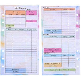 Recharge de 14 feuilles de papier perforé coloré pour planificateur budgétaire A6, classeur à 6 trous, agenda rechargeable, carnet de notes, planificateur hebdomadaire et mensuel