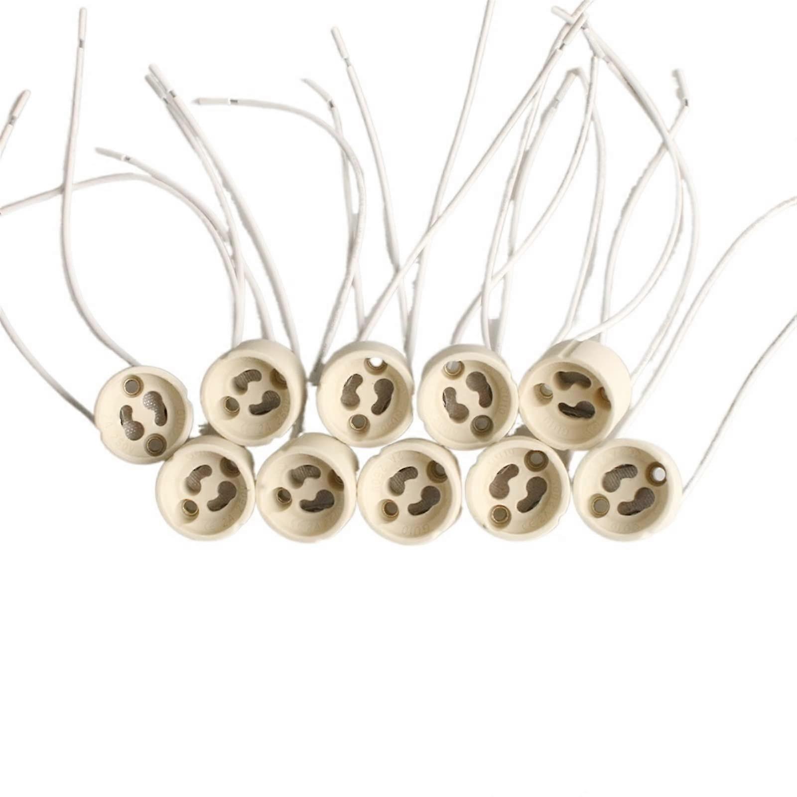 10PCS GU10 Lamp Holder Ceramic Light Bulb Socket HeatResistant Universal Fitting with Wire
