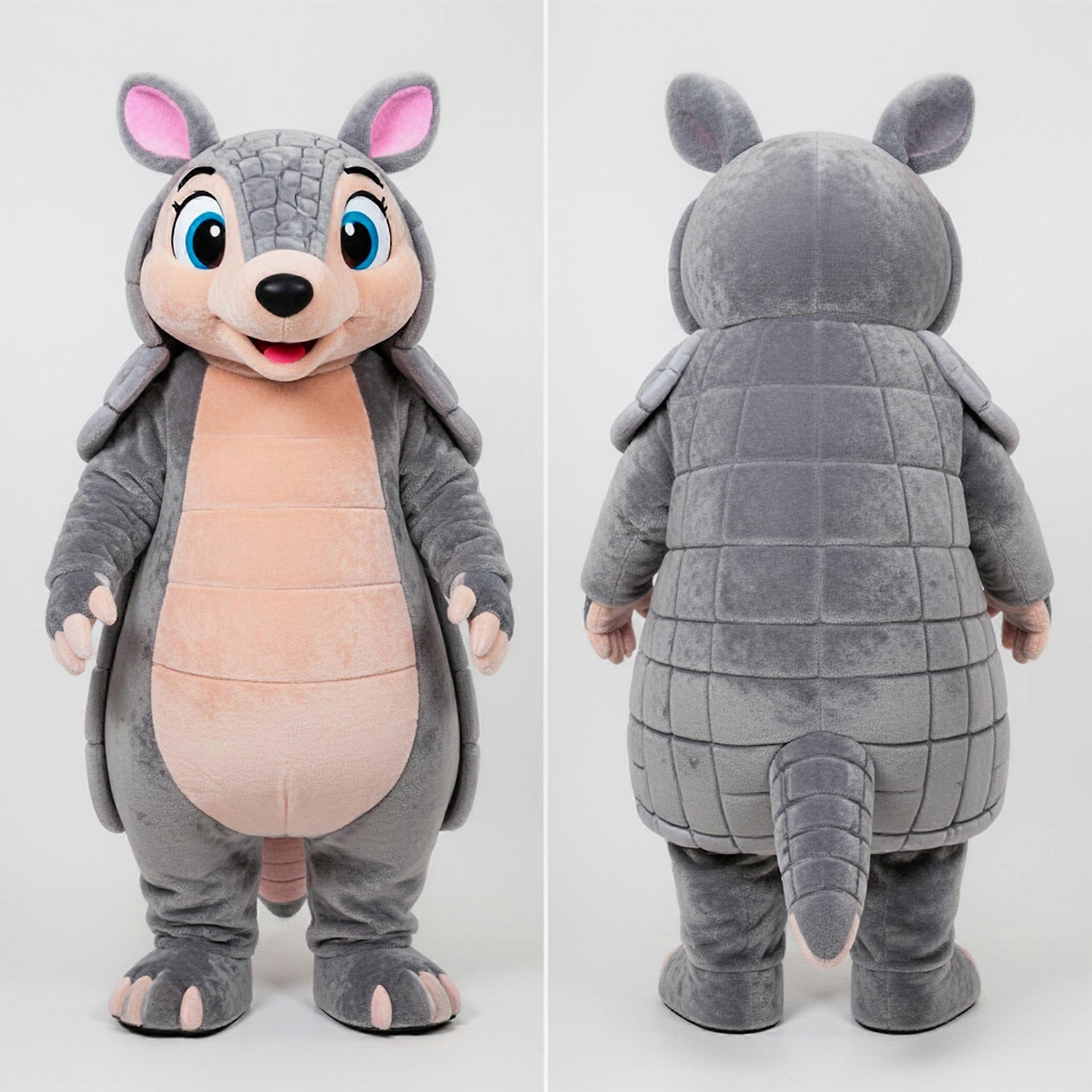 MASTICOT Gray Rounded Armadillo Mascot