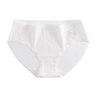 Women Breathable Antibacterial Cotton Crotch Mid Waist Solid Simple Panties