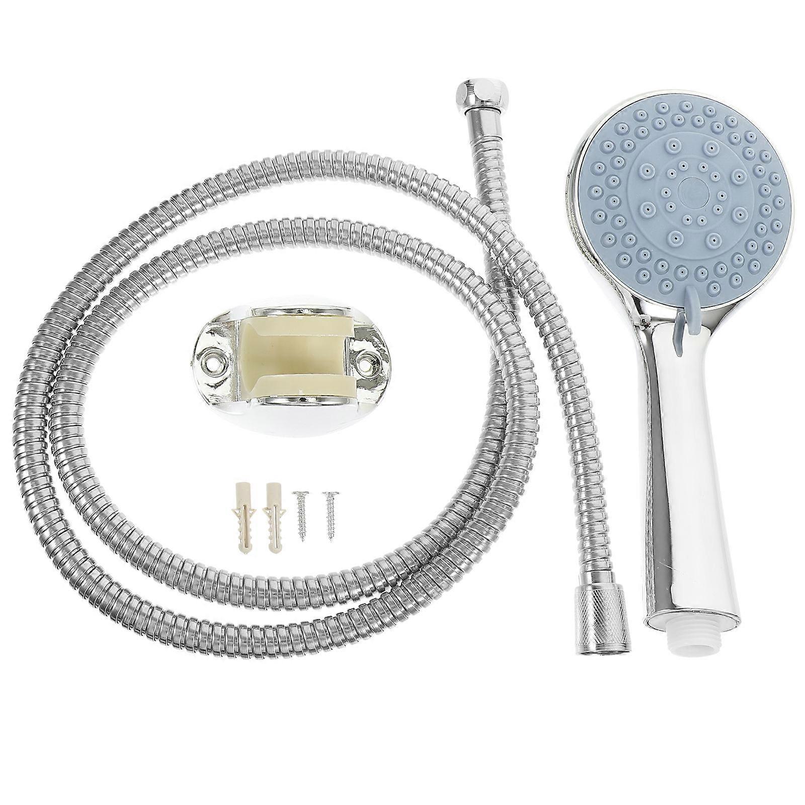 Silver Hand Held Shower Head for Shower Use Universal 3Pcs Set