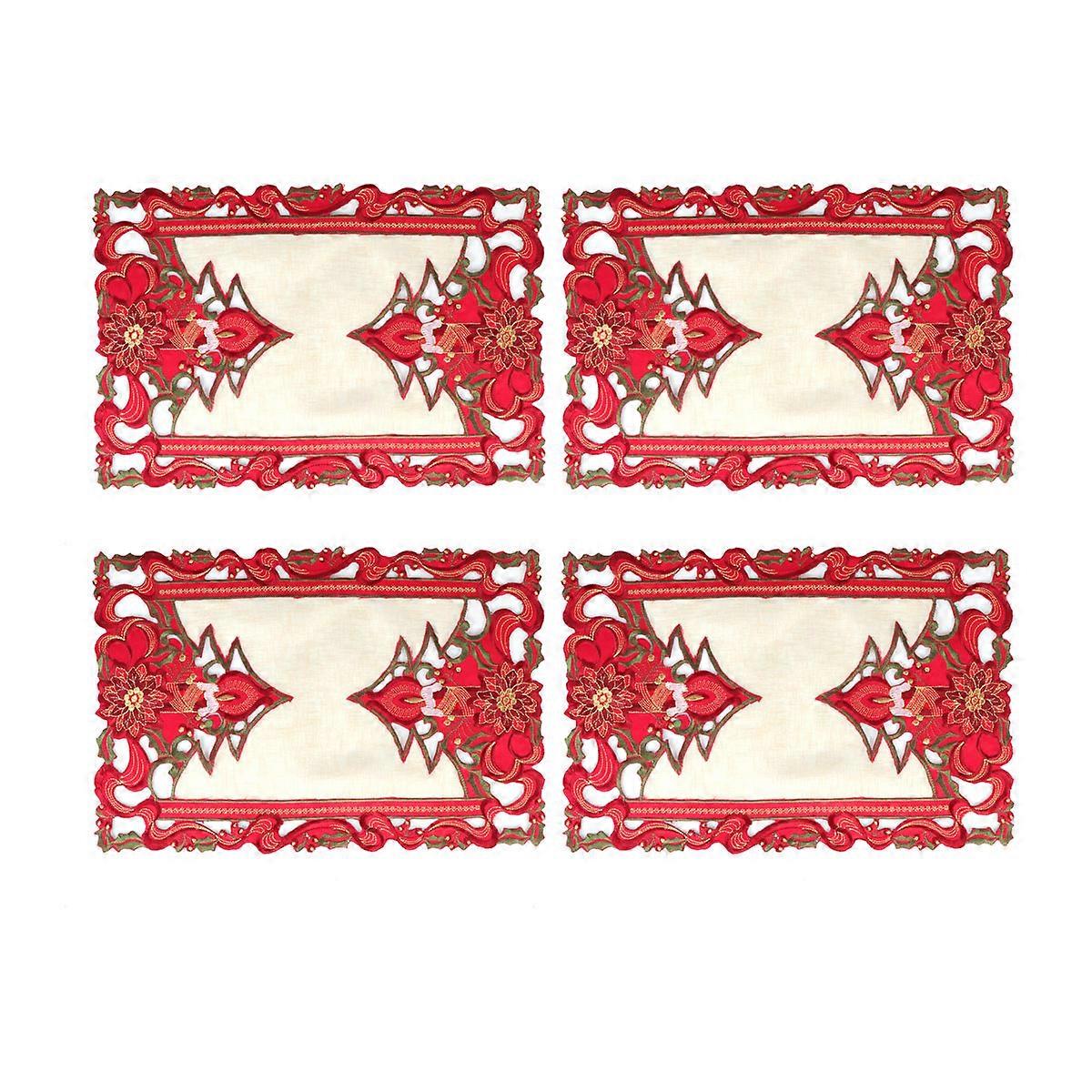 Christmas Tablecloths Embroidered Tablecloth for Party Use 12Pcs Multi-Function Covers