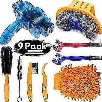 Kit de nettoyage de vélo (9 pièces), y compris nettoyeur de chaîne de vélo, outil de brosse de nettoyage de vélo de montagne