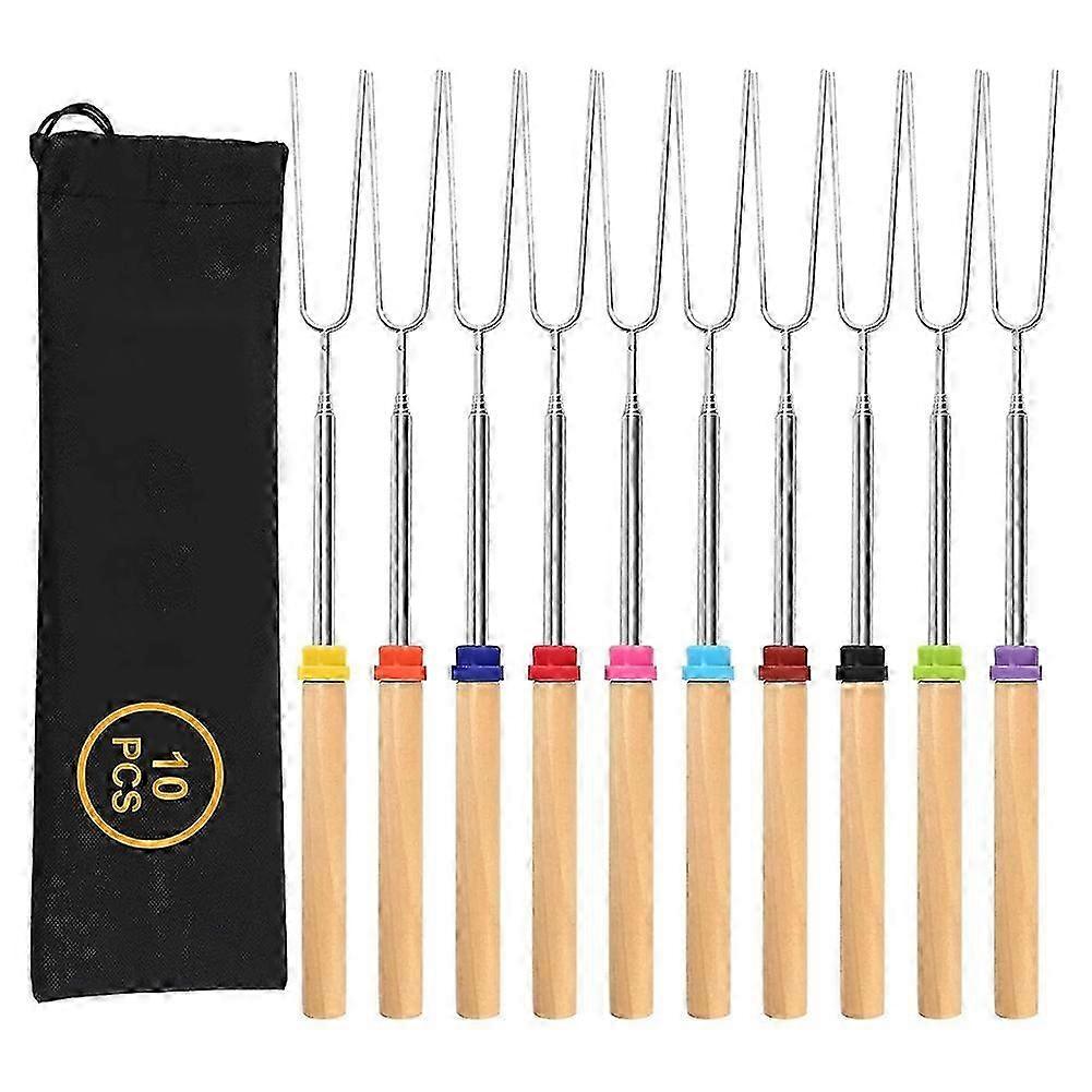 10pc Telescopic Fire Pit Roasting Skewers