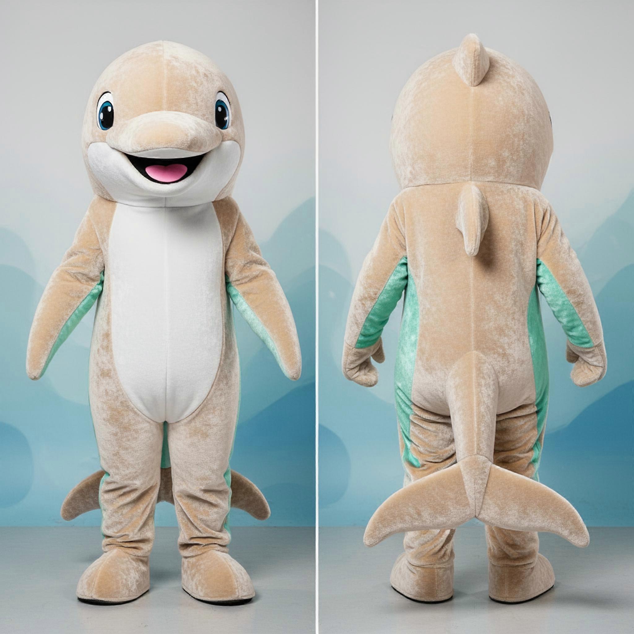 MASTICOT Beige Cuddly Dolphin Mascot