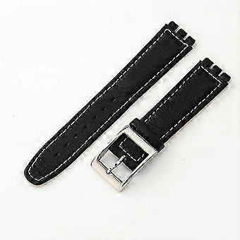 Klockarmband i äkta läder, 17 mm konkavt gränssnitt, kompatibelt med klockor, reservarmband