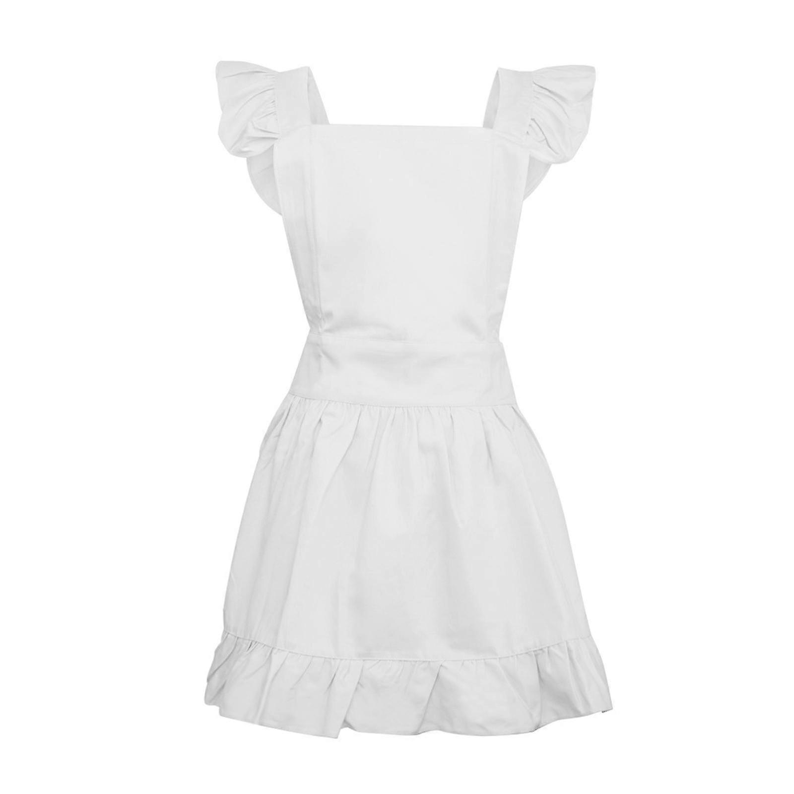 Cotton Ruffle Apron Adjustable Pockets