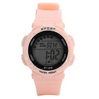 Fashionable Digital Watch Luminous Lights Waterproof Electronic Watches compatible with Children9109 Pink