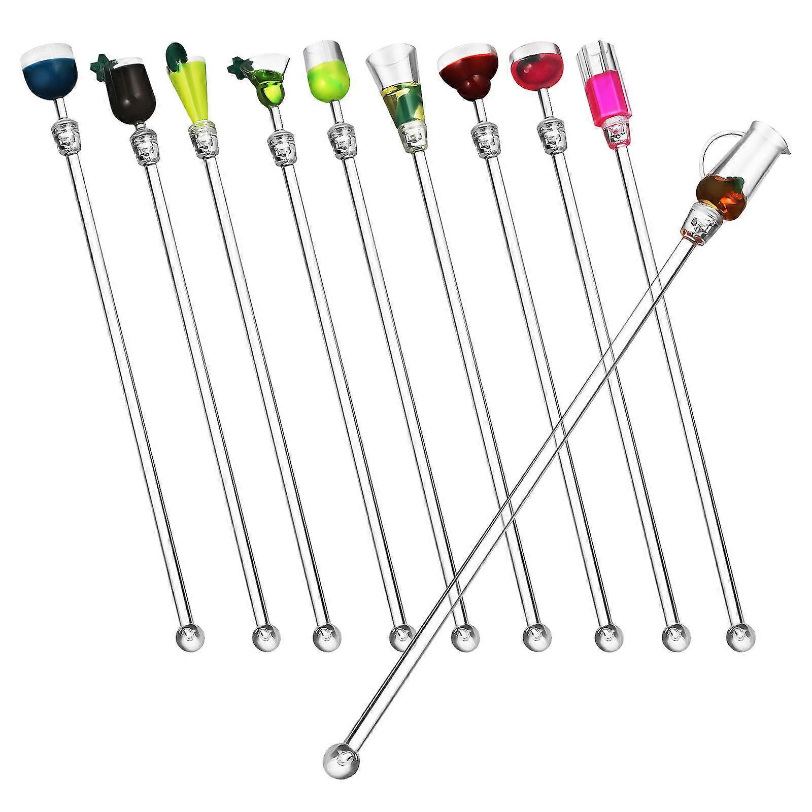 Assorted Color Drinks 10Pcs Swizzle Sticks for Mixing