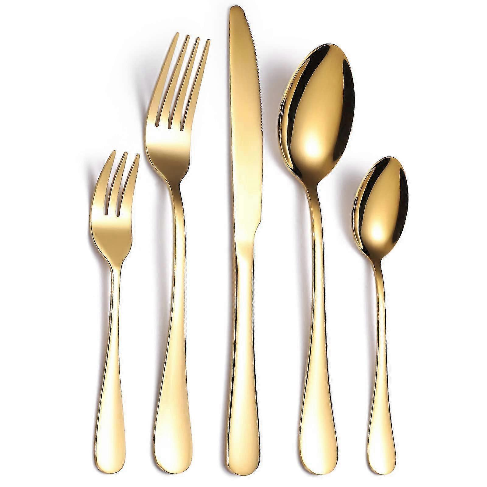 20-Piece Balanced Gold-Finish Stainless Flatware