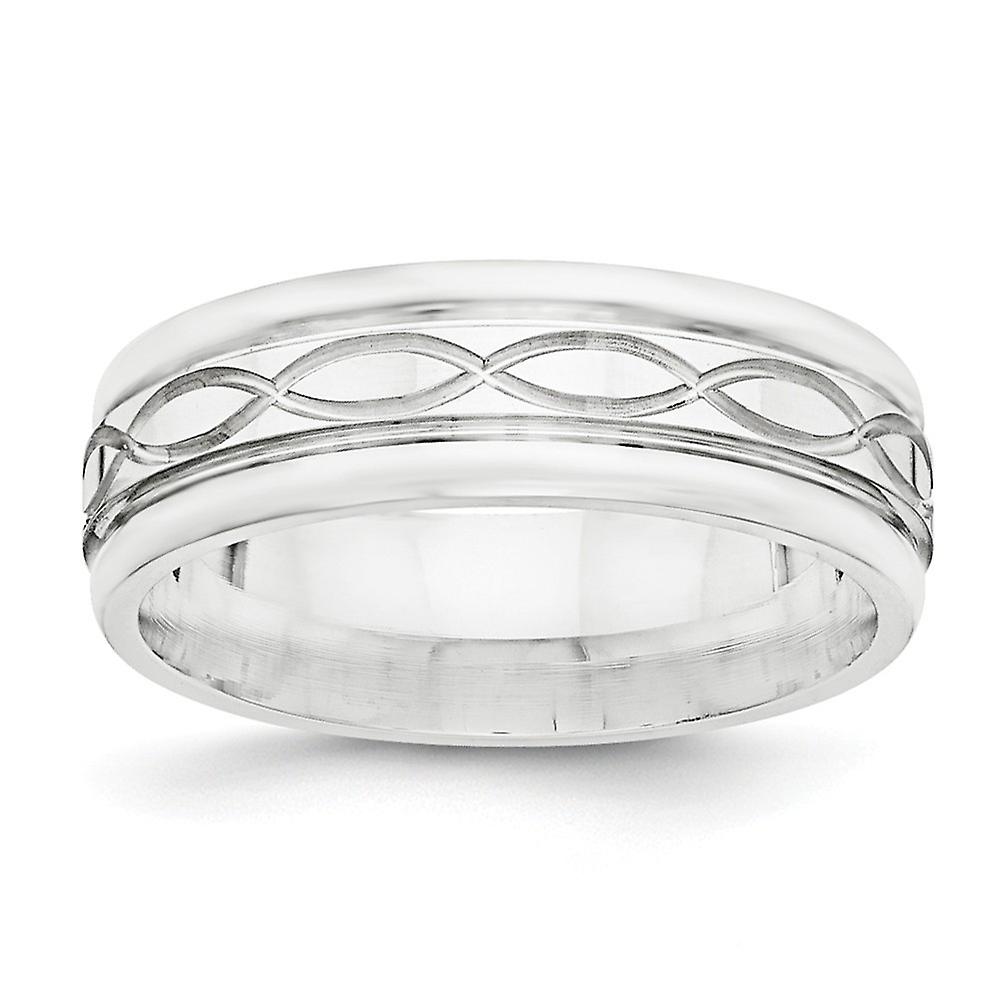 7mm Polished Fancy Band Size 7 Ring for Women and Men - Ring Size: 6 to 13.5