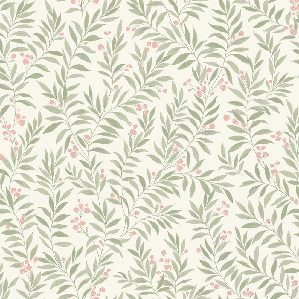 Maison Pink Green Wallpaper