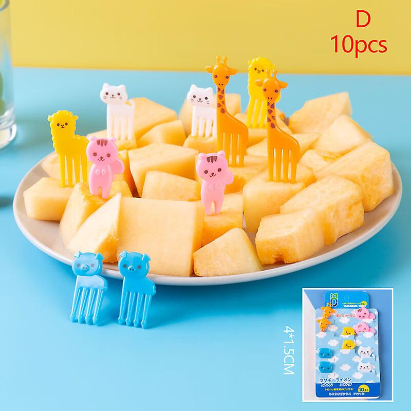 1 Set Cartoon Fruit Fork Set Twisted Party Buffet Dessert Food Cocktail Sandwich Stick