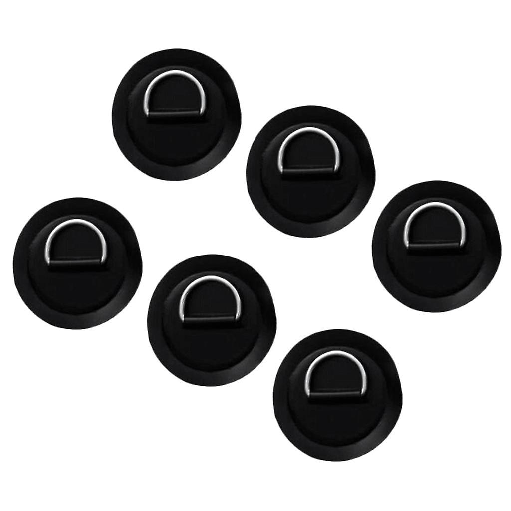 6 stuks RVS D Ring Pad/Patch voor PVC Opblaasbare Boot Zwart