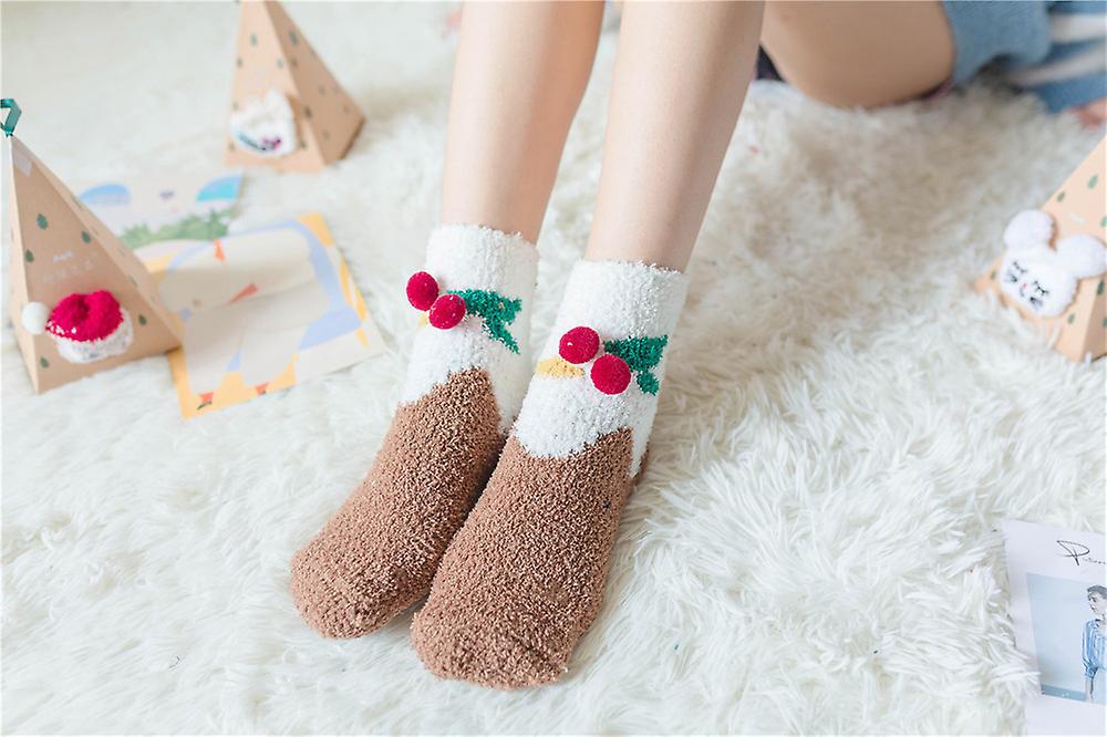 Socks Stereoscopic Cartoon Coral Stocking Santa Stocking Elk Mid-tube Floor Stocking Warm Christmas Stocking