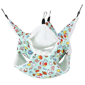 Hamsters Cage Hammock Warm Triple‑Layer Hanging Pet Cage Hammock for Small AnimalsCartoon Green