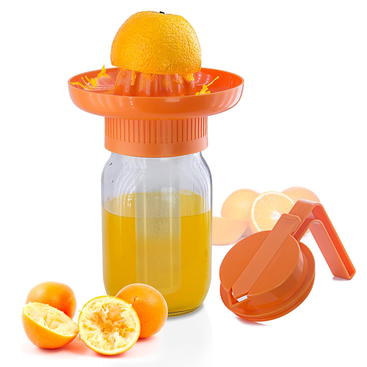 Cold Brew Mason Jar Coffee Maker Wide Mouth Cold Brew Pitcher with Coffee Filter, Airtight & Orange Hand Squeezer for Coffee, Iced Tea, Lemonade