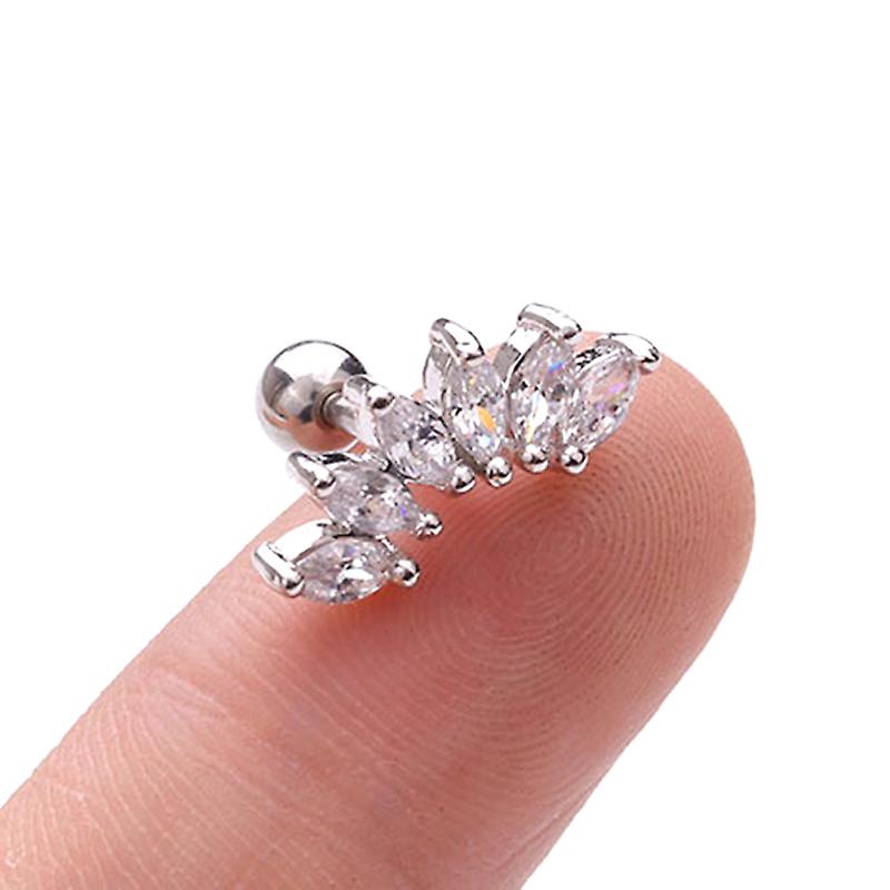 Crystal Bar Barbell Ear Cartilage Tragus Helix Studs Piercing Earrings Jewelry