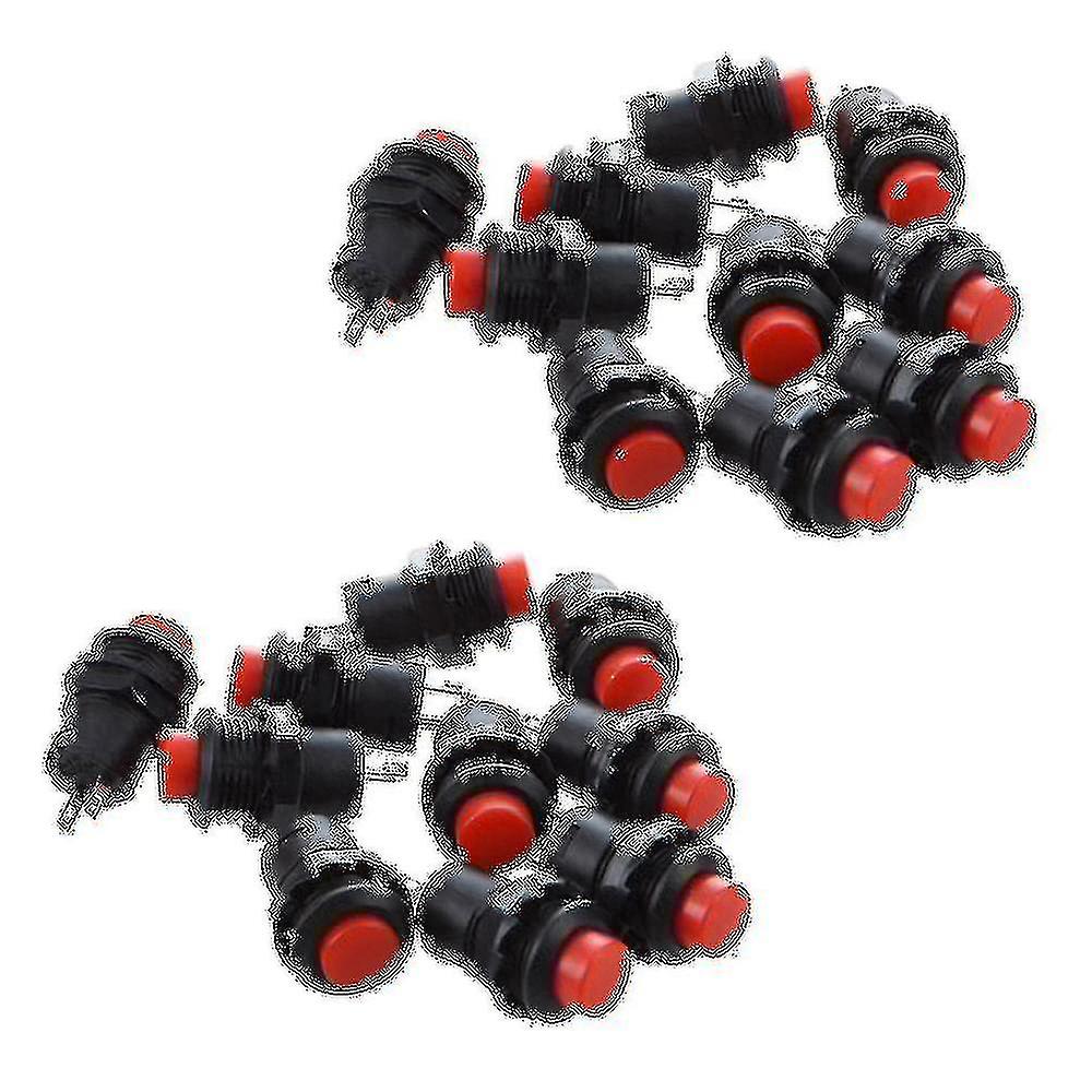 20 Pcs Latching Action Spst Round Red Push Button Switch Ac 125v 3a