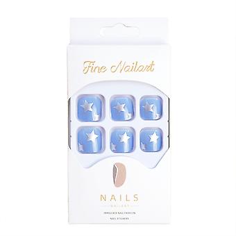 Square Press On Toenails Blue Silver False Nails Charming Comfortable To Wear Manicure Nails For Women And Girl Nail Salon