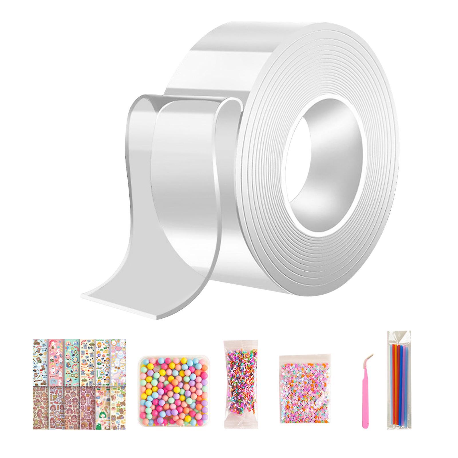 Nano Tape with Straws and Beads Non Marking Reusable for Classroom DIY Craft