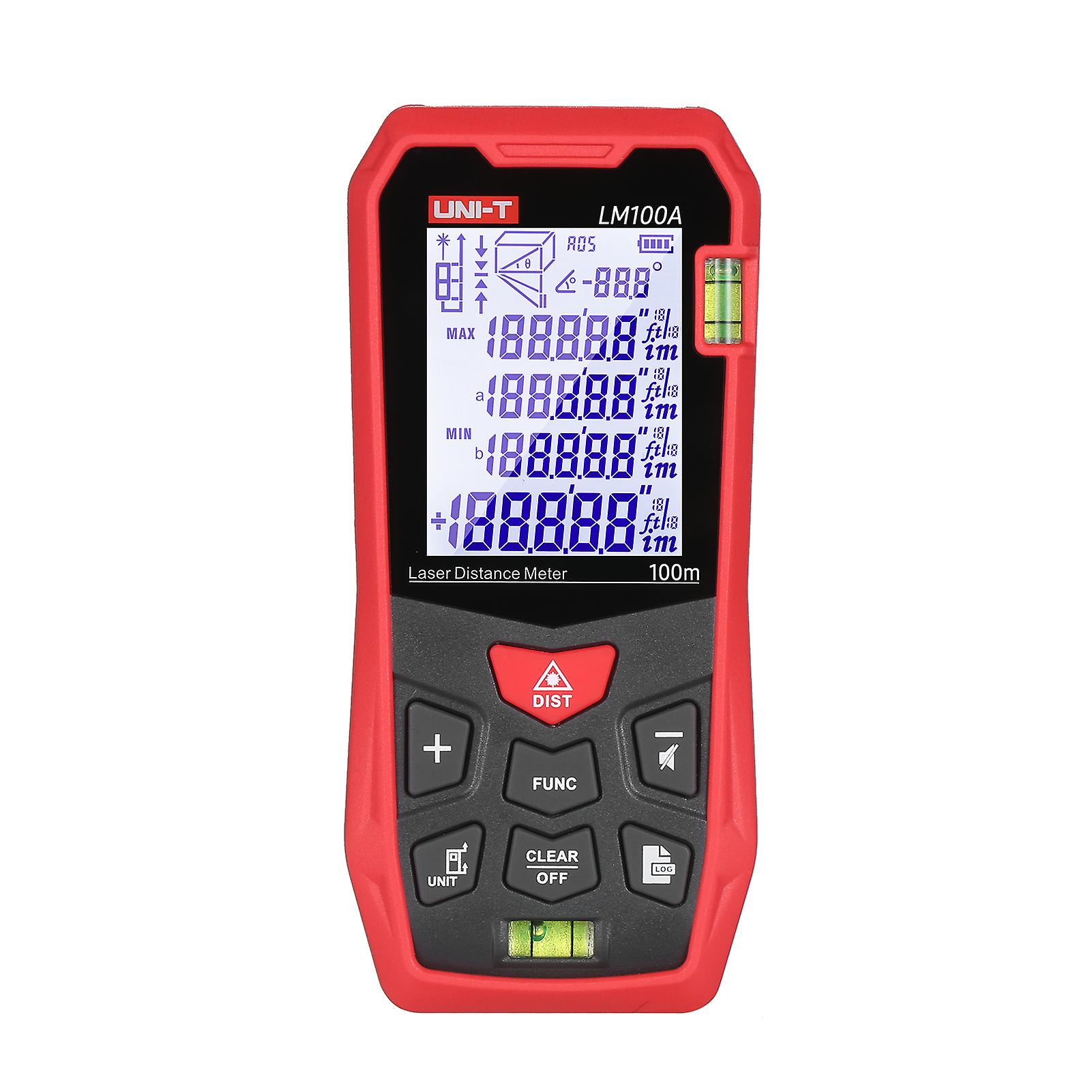 Laser Distance Measure Meter 50m With 2 Bubble Levels Lcd Backlit Display