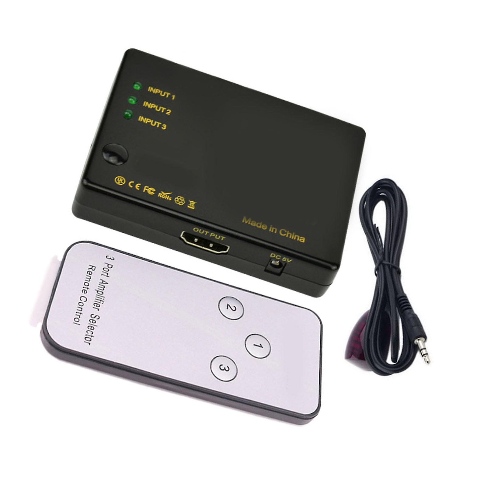 4K HD Multimedia Interface Switcher 3 in 1 Out IR Remote Control HD Multimedia Interface Splitter