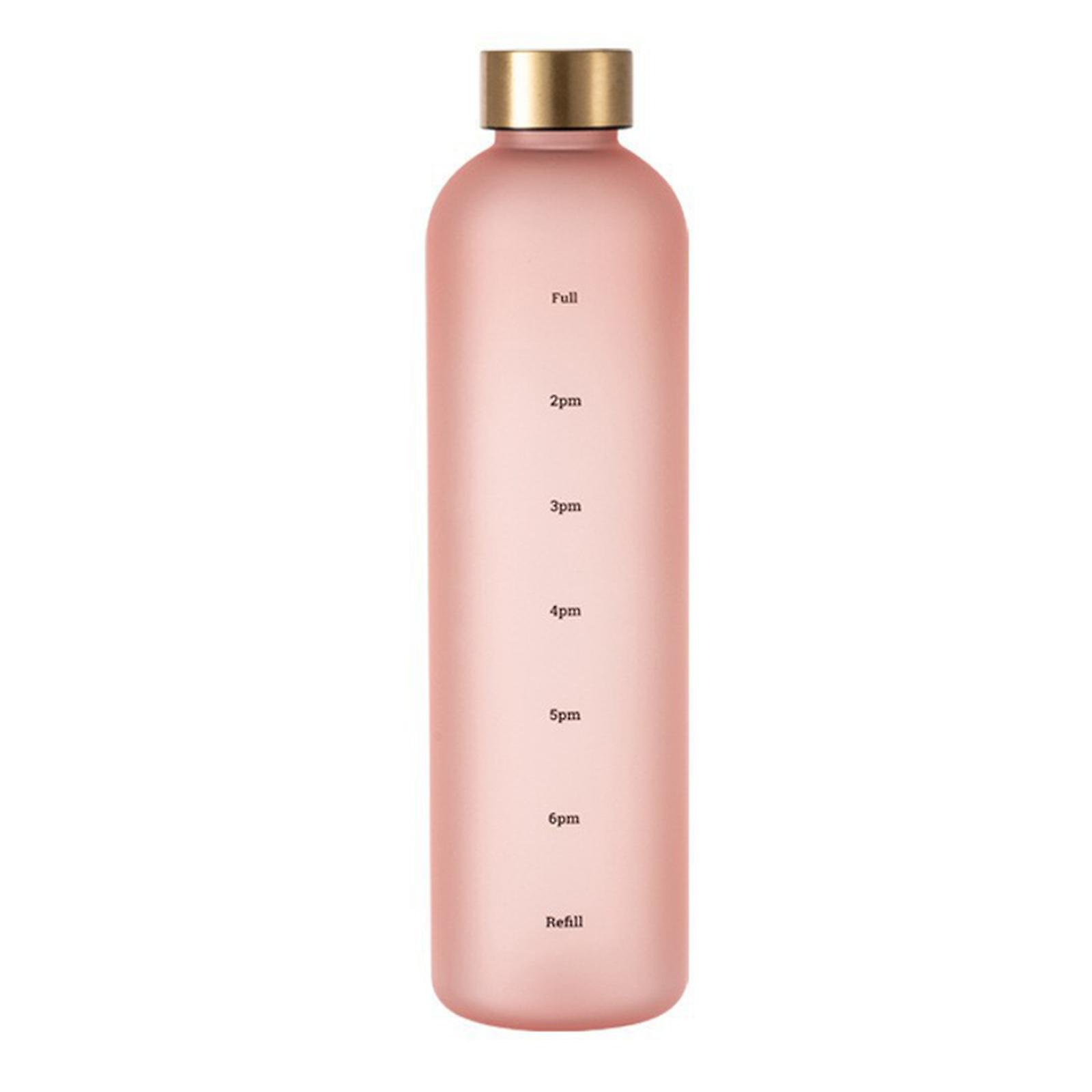 2023 New Motivational Water Bottle With Time Markings To Drink, Reusable Plastic Bottle With Bpa Free Tritan For Gym And Sportspink