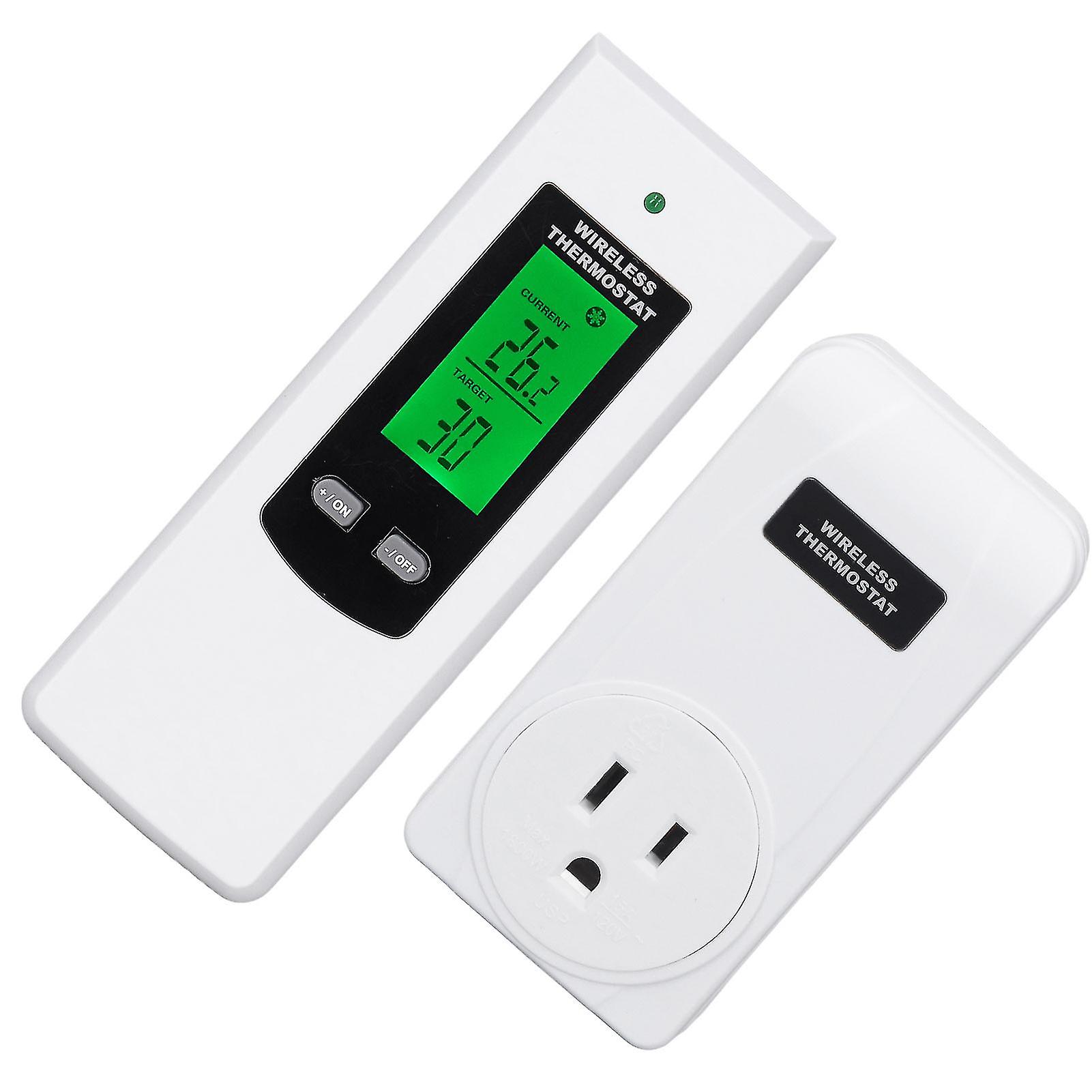 Wireless Thermostat Outlet Temperature Auto Detection LCD Backlit Temperature Controller Outlet