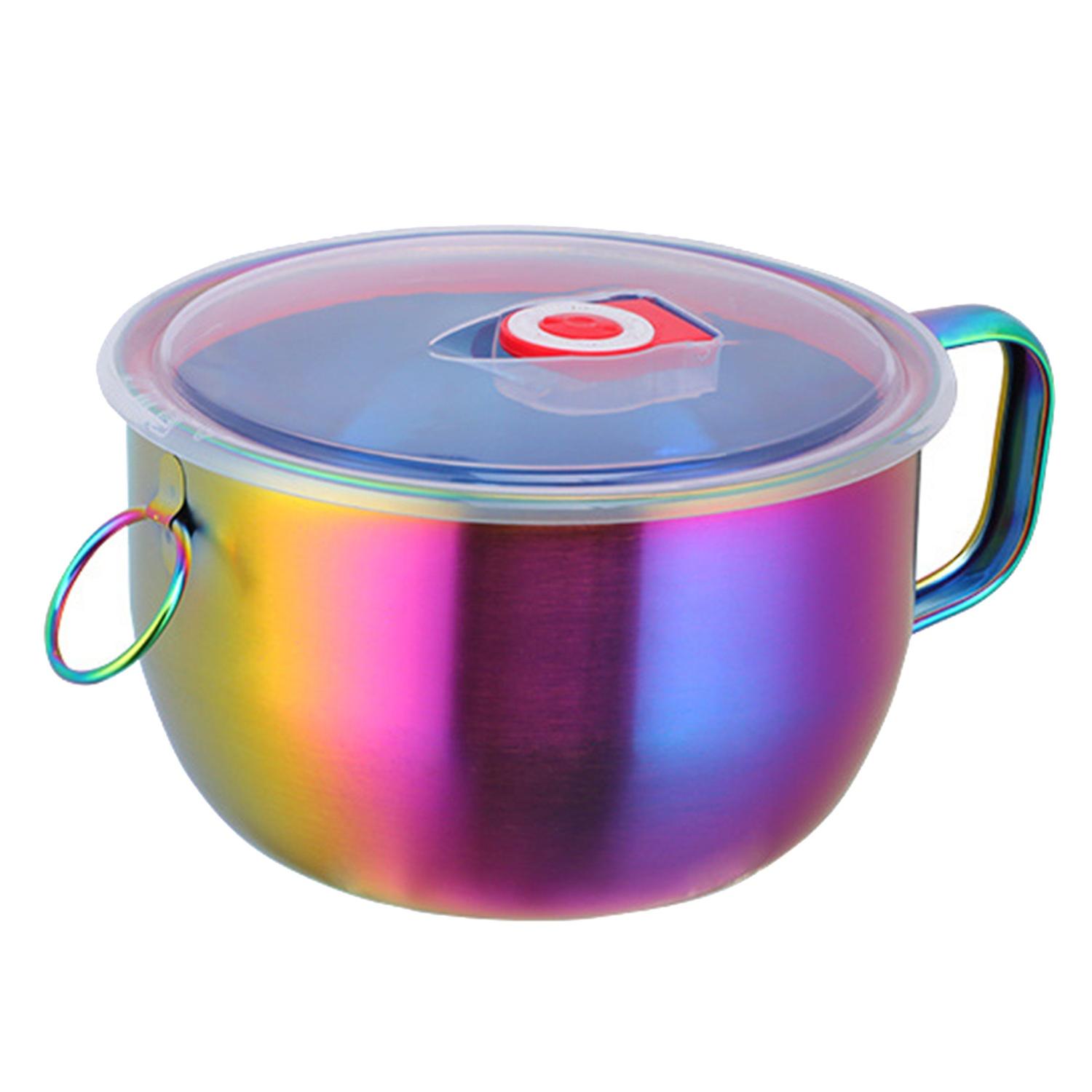 ZHOUBA Instant Noodle Bowl Non-slip Large Capacity Anti-scalding Handle Food Container with Lid