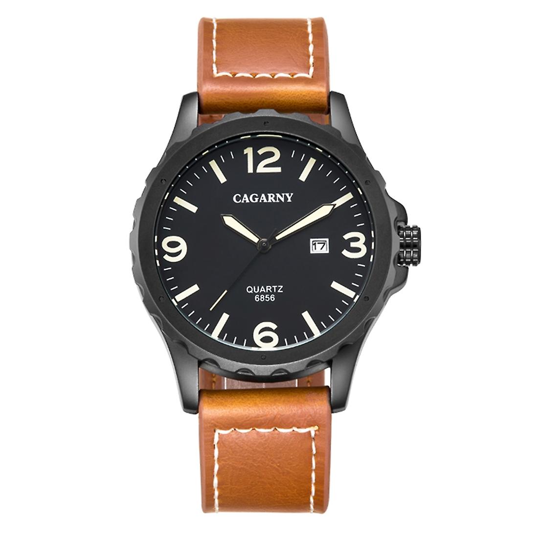 CAGARNY 6856 Leather Strap Quartz Movement Watch