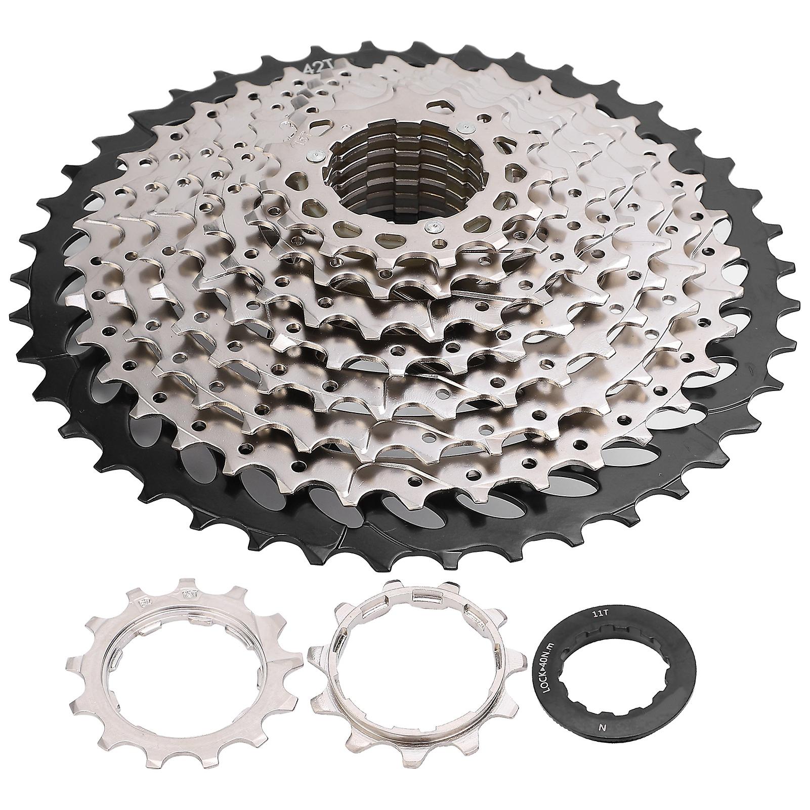 Qukaim Bike Freewheel 10-Speed 11‑42T MTB Bicycle Freewheel Cassette Sprocket, Hollow Hub Shaft, Quick Release, Steel Axles