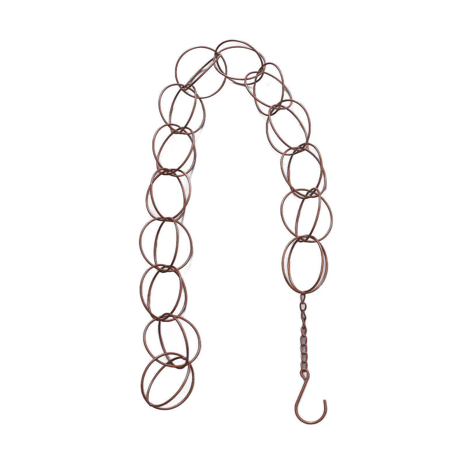 Metal Rain Chain with Drainage Function, Decorative Ring, Wind Chime with Hook for Home, Balcony and Terrace