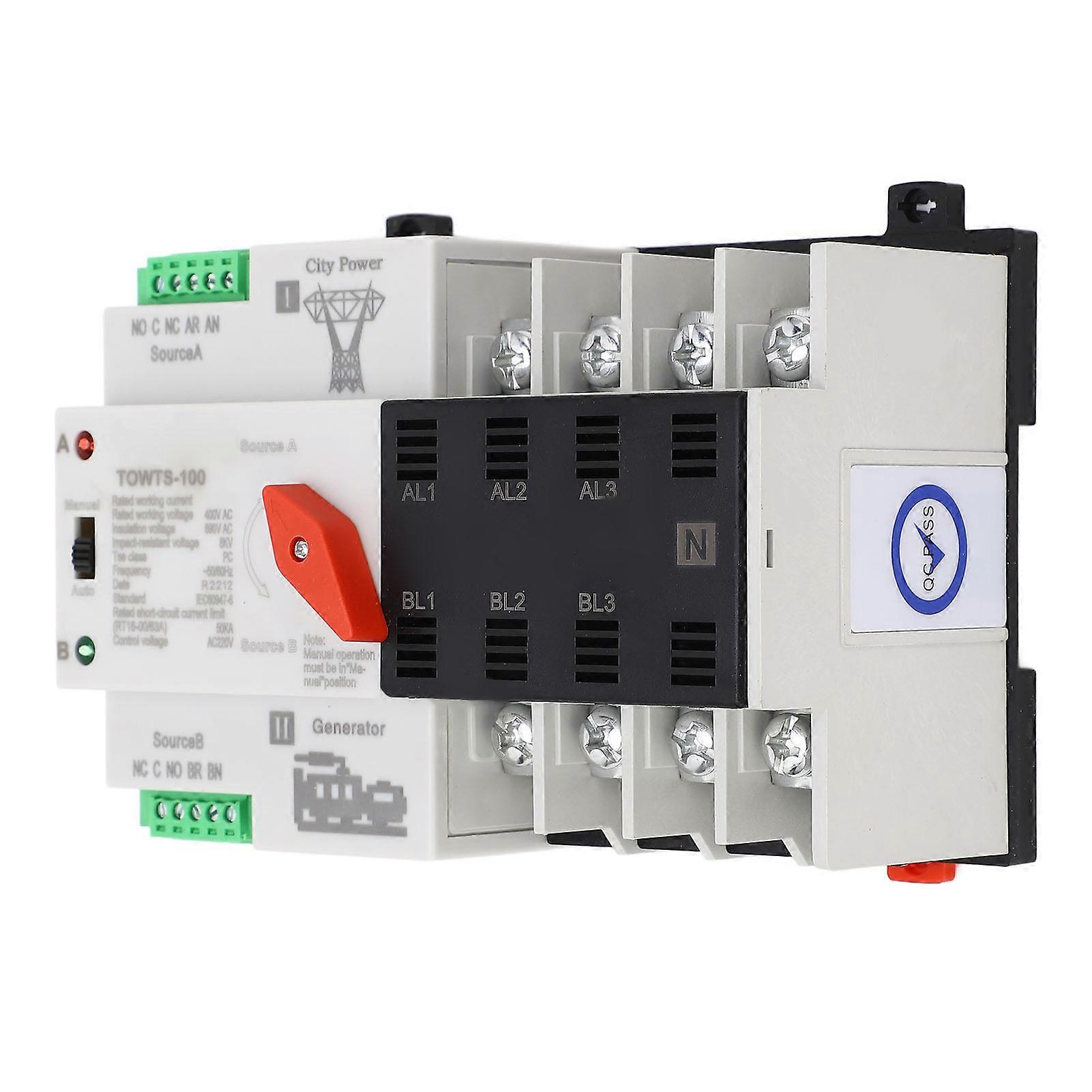 Ouitble Electrical Selector Switch Double Power Automatic Transfer Switch 4P PC Shell for Metallurgy 400V AC 40A
