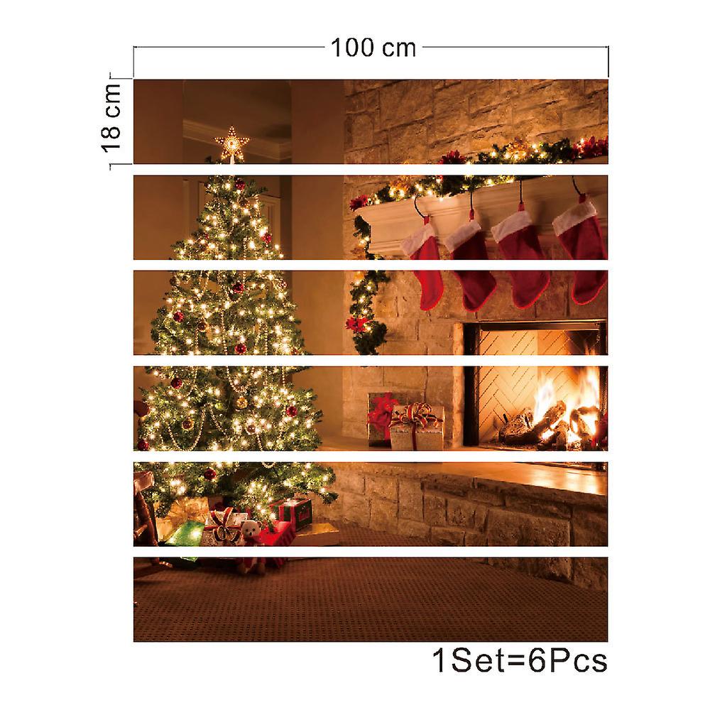Árvore de Natal 3D - 39,3 polegadas x 7,08 polegadas - 11 - com caixas de presente autoadesivo escada adesivos Natal