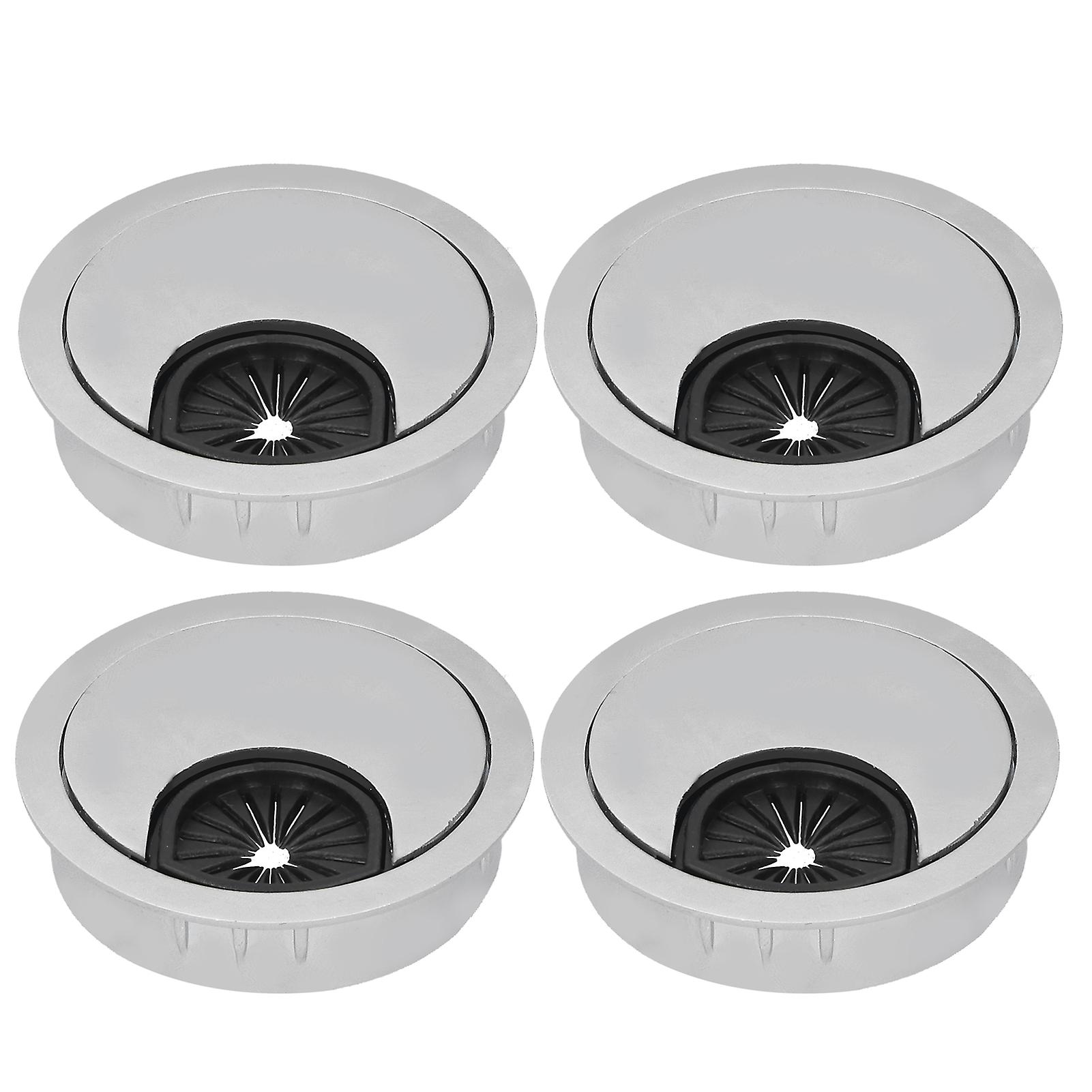 Set of 4 cable grommets for desk, computer, PC, office, cable grommets, cable covers, organizers, 50 mm, brushed