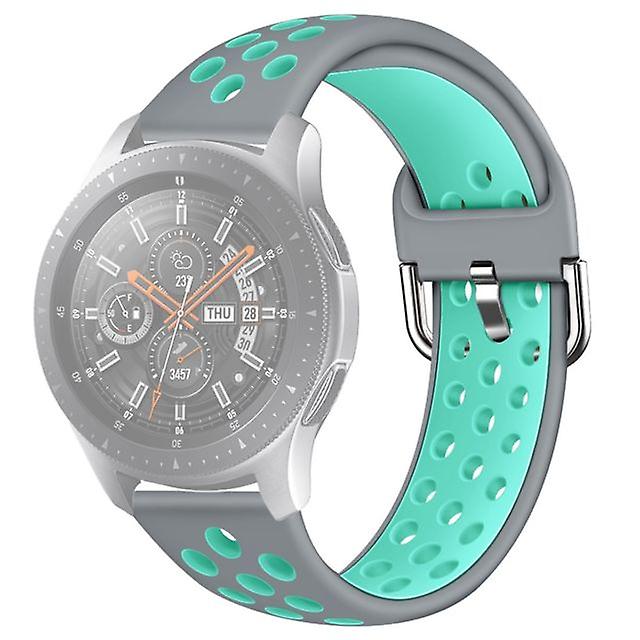Double color silicone Strap for Galaxy Watch S3 46mm / Huawei GT 1/2 22mm size S grey green