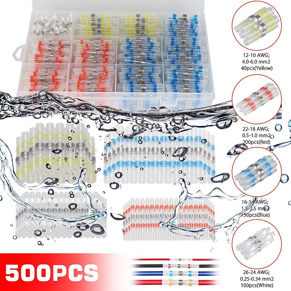 500PCS Heat Shrink Butt Terminals Wire Connectors