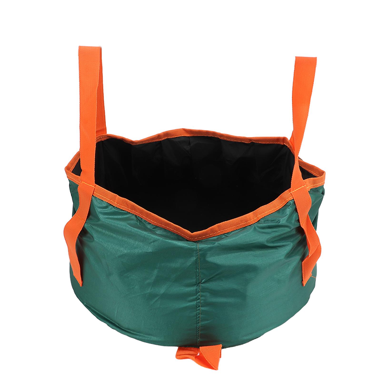 Collapsible Bucket with Handle, Portable Folding Wash Basin, Lightweight Water Container for Camping, Hiking, Fishing, Black and Green