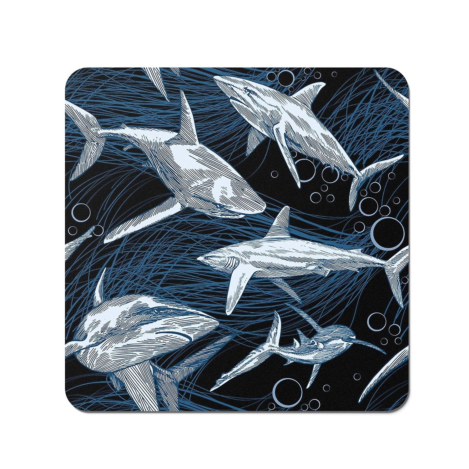 Hand Drawn Shark Pattern Coasters