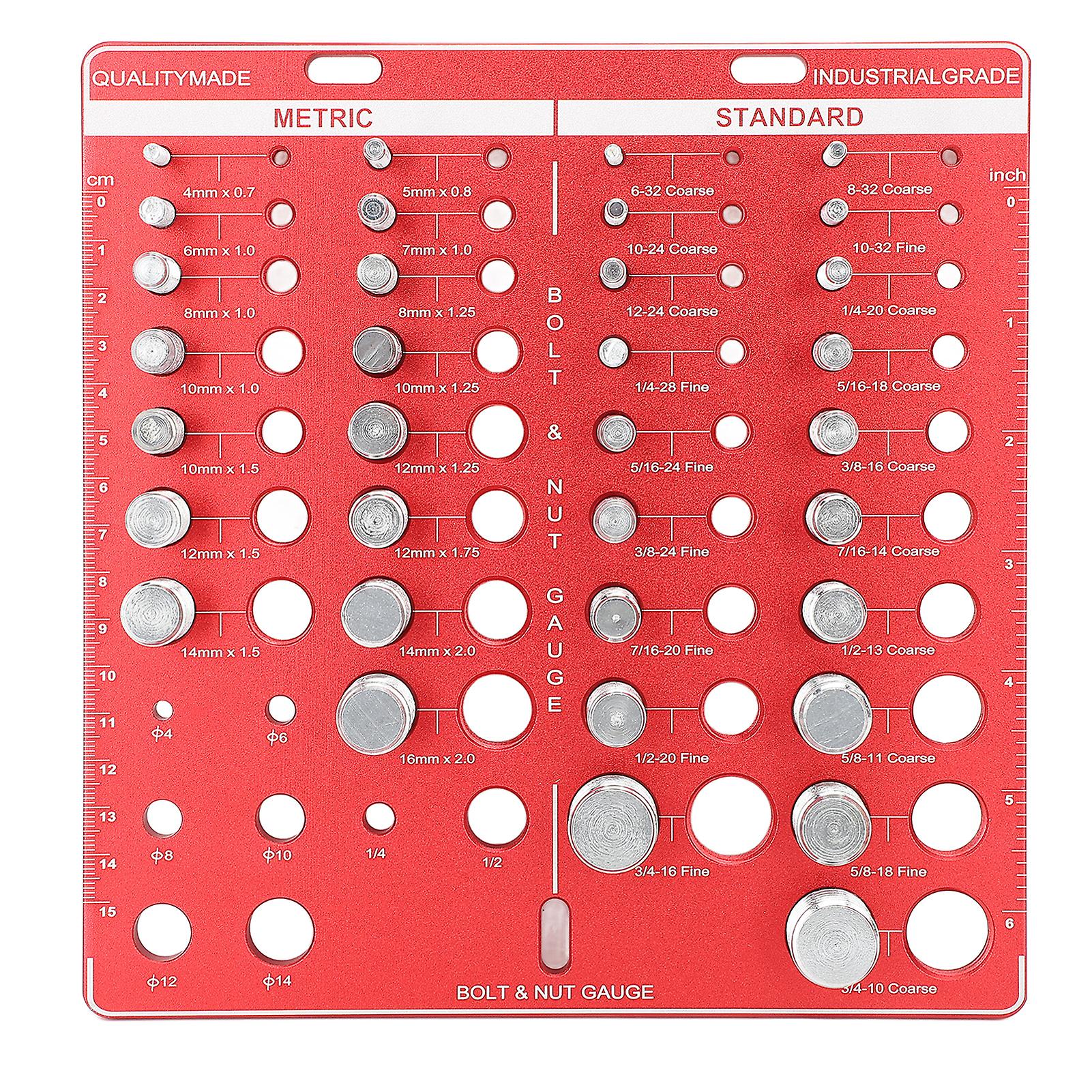 34Pcs Screw Nut Bolt Thread Checker Set Aluminum Alloy High Precision Measuring Tool Identification Gauges for Checking