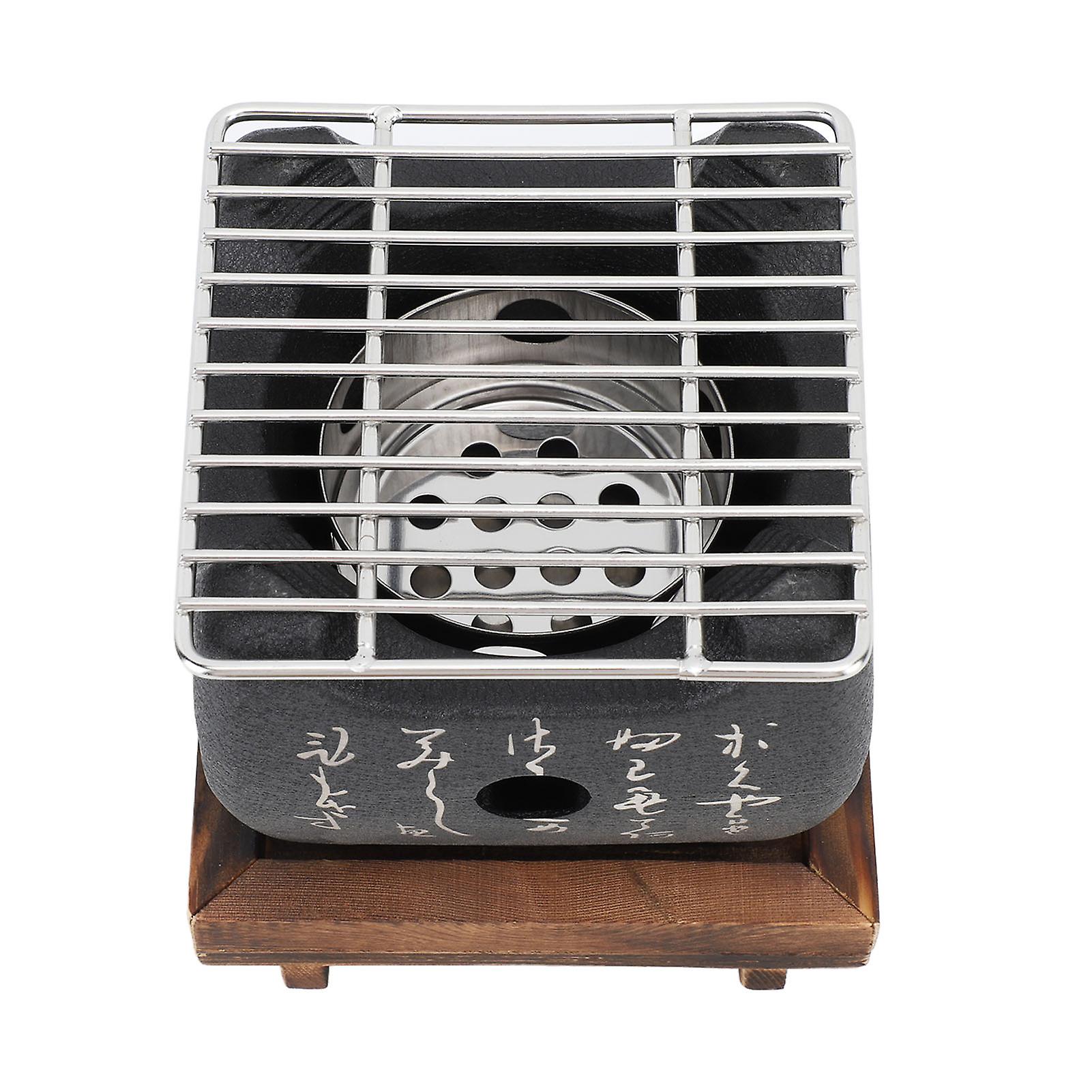 Japanese Script Food Charcoal Stove Multi Functional Fast Heating Mini Portable Barbecue Stove for Grilling Family Small Square 4.7 X 4.7 X 4.3in