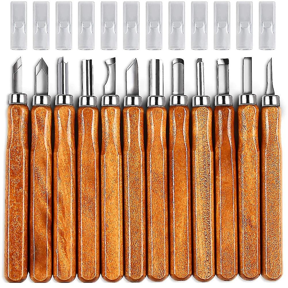 12 Pcs Hand Carving Gouges With Zipper Bag Wood Sculpting Tool Set Diy Crafts Accessory For Craftsmen (hs)