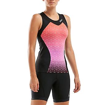 2XU Active Tri Singlet - Black/Sunset Ombre - Womens