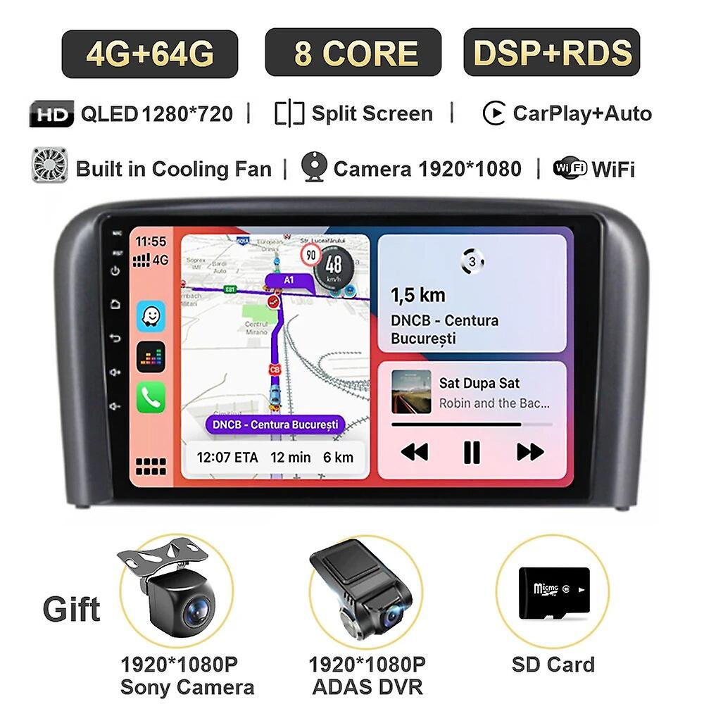Car Radio Android 13 For Volvo S80 1998-2006 Multimedia Video Auto Player Carplay Qled Navigation Gps Wifi 4g Dsp Bt